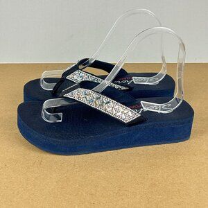 Skechers Cali Vinyasa Lotus Yoga Foam Platform Sandals Womens 7 Navy Blue